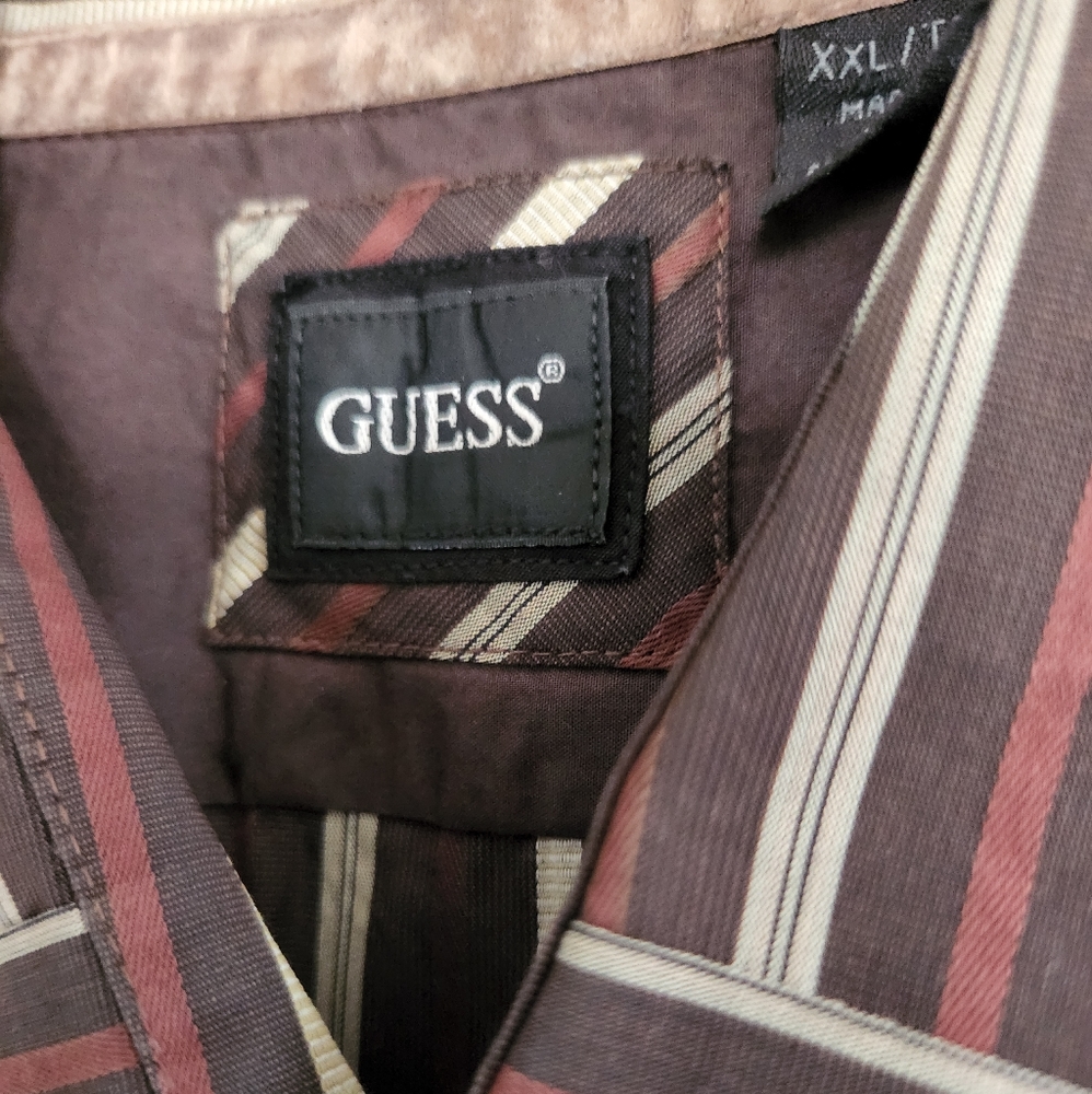 Guess Button Up Long Sleeve Casual Striped Shirt - Picture 2 of 7